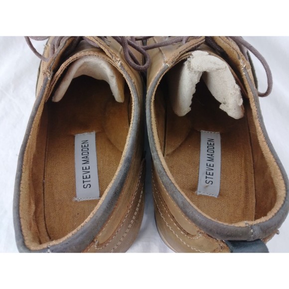 Steve Madden Jahonis Brown Distressed Leather Wingtip Derby Oxford Men Size 12 B - Picture 7 of 9